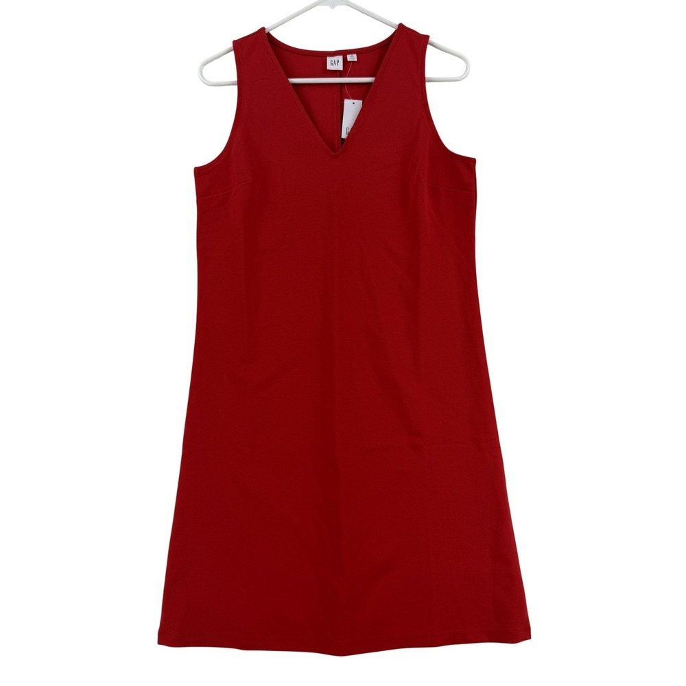 Gap Dress Womens Small Tall Red Sleeveless V Neck Sheath Short Workwear NWT